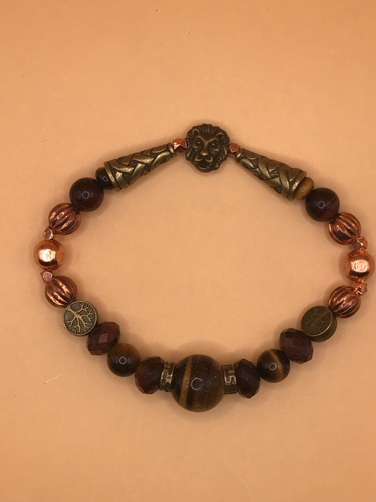 Tiger’s Eye, Red Tiger’s Eye, and Copper Bracelet